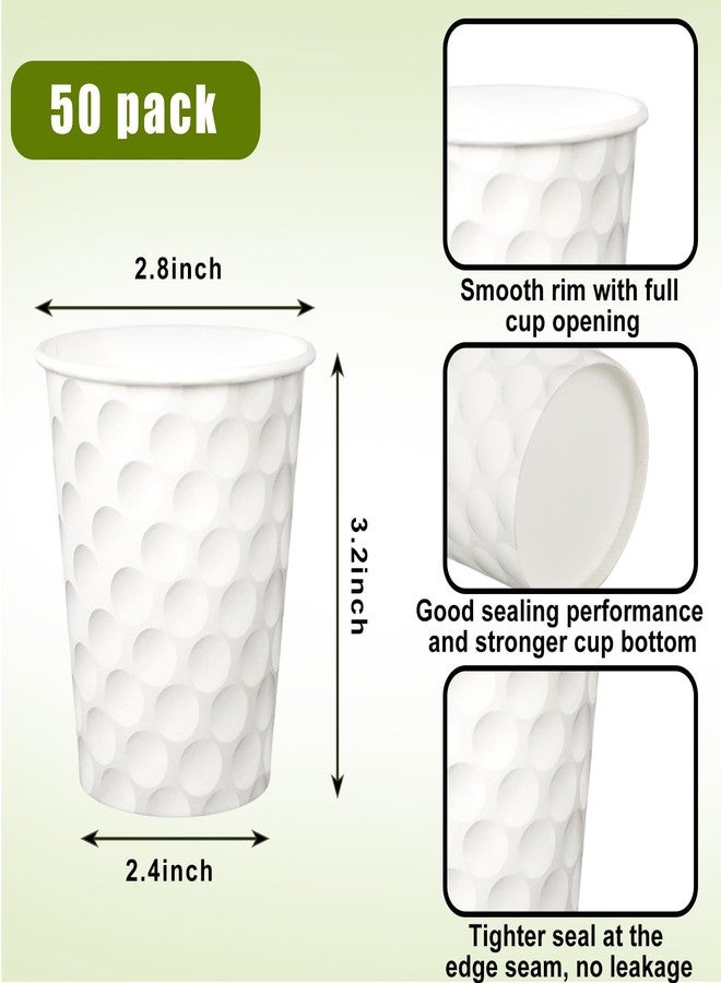 Whaline 50 Pcs 9 oz Disposable White Paper Cups Golf Theme Paper Cup White Golf Ball Disposable Party Drinking Cup Hot/Cold Drinking Cups for Juice Coffee Water Drink Home Sport Party Supplies - Image 2